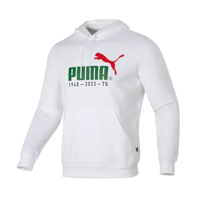 Puma White Hoodie with Letter Print and Fleece-Lined Casual Design 678413-02