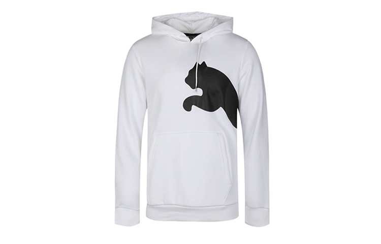 Puma White Knitted Pullover Hoodie Casual Long Sleeve Sweatshirt 580566-02
