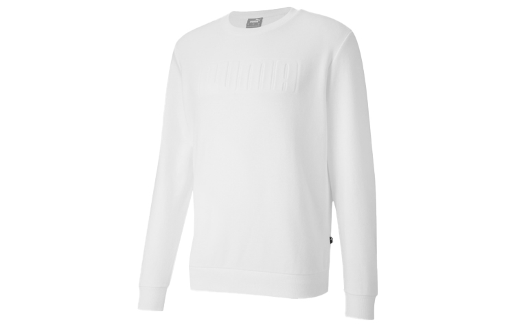 Puma White Logo Crewneck Sweatshirt Casual Sportswear Pullover 585209-02