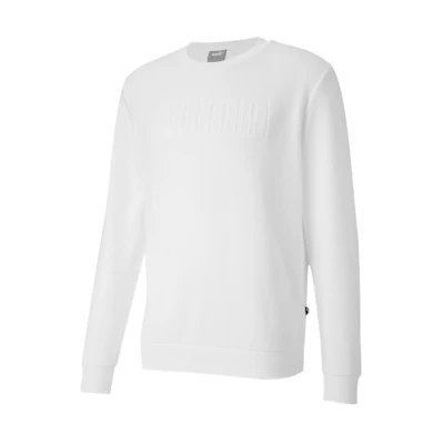 Puma White Logo Crewneck Sweatshirt Casual Sportswear Pullover 585209-02