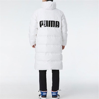 PUMA 白色連帽長版大Logo羽絨外套 冬季夾克 585403-02 Purchase PUMA 白色連帽長版大Logo羽絨外套 冬季夾克 585403-02