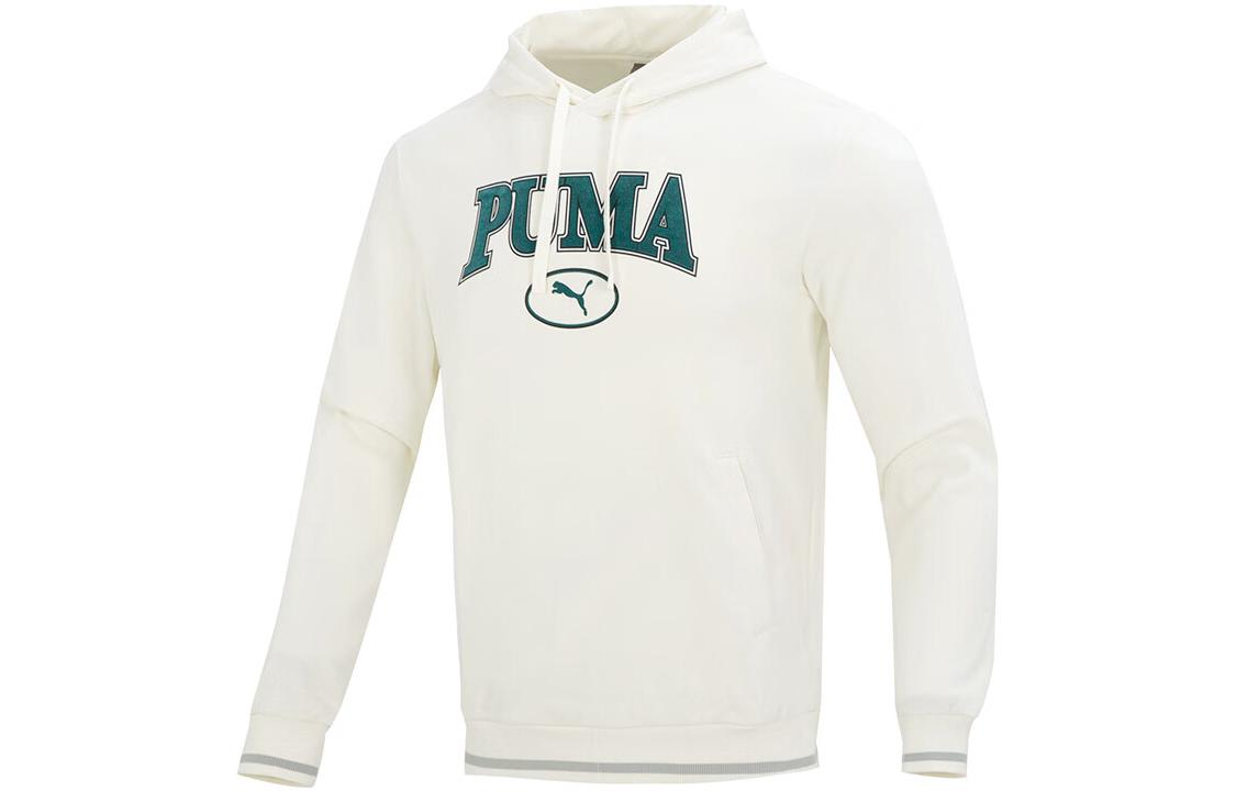 Puma White Pullover Sweatshirt with Letter Print, Breathable Casual Wear 678419-65