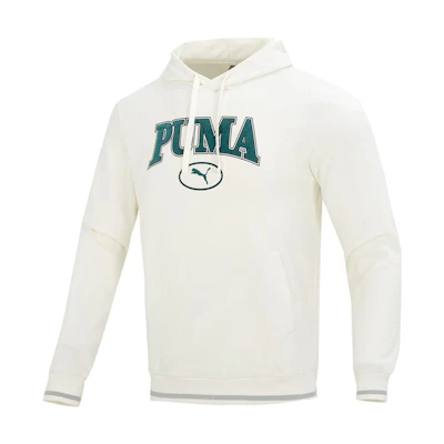 Puma White Pullover Sweatshirt with Letter Print, Breathable Casual Wear 678419-65