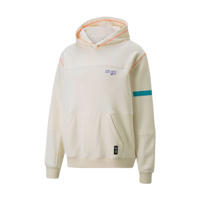 Puma White Striped Detail Kangaroo Pocket Pullover Sweatshirt 536455-01
