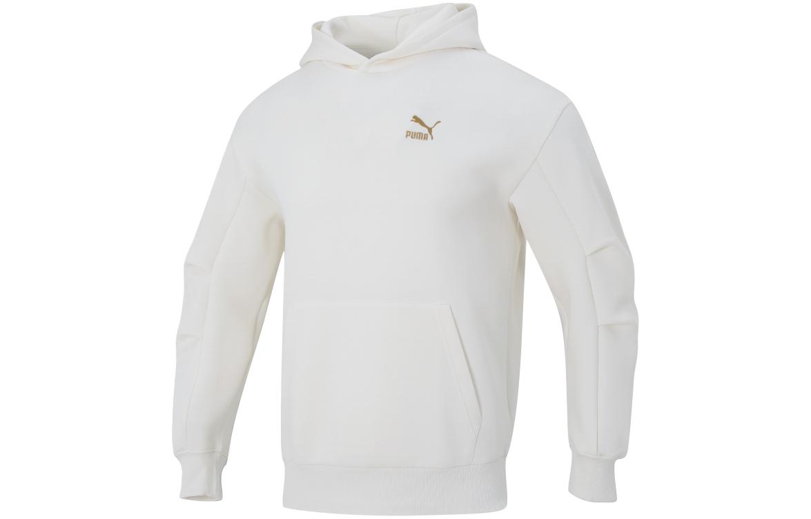 Puma White Unisex Pullover Hoodie with Logo Graphic Print 625255-65