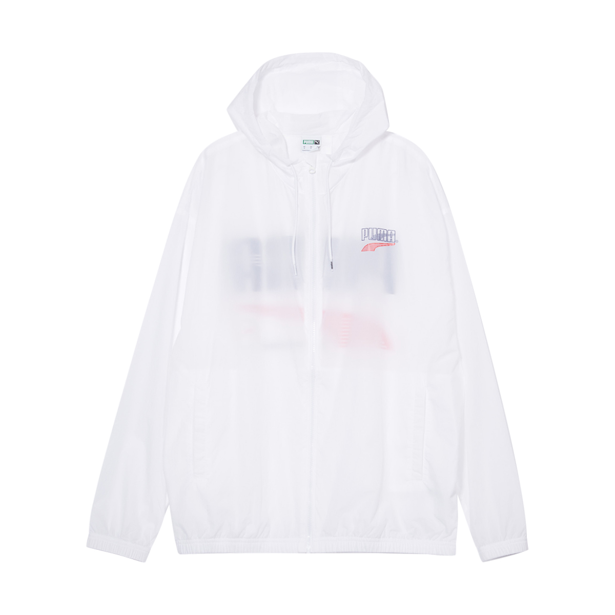 Puma White Windbreaker Jacket with Logo Print and Hood 531487-02