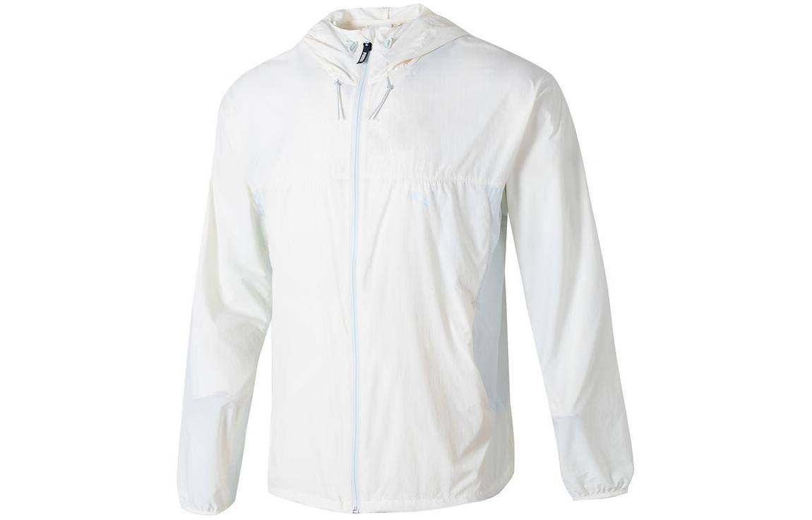 Puma White Windproof Hooded Running Jacket Casual Woven Long Sleeve 628370-65