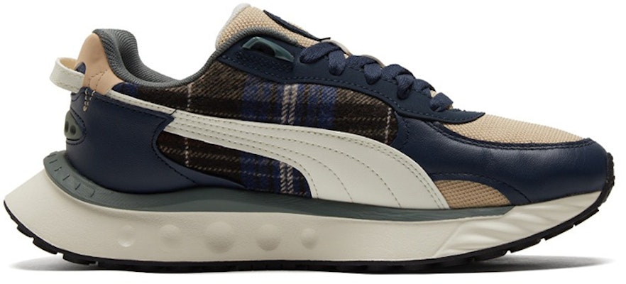 PUMA Wild Rider 法蘭絨格紋 低幫 運動休閒鞋 男女同款 藍色 Order PUMA Wild Rider 法蘭絨格紋 低幫 運動休閒鞋 男女同款 藍色