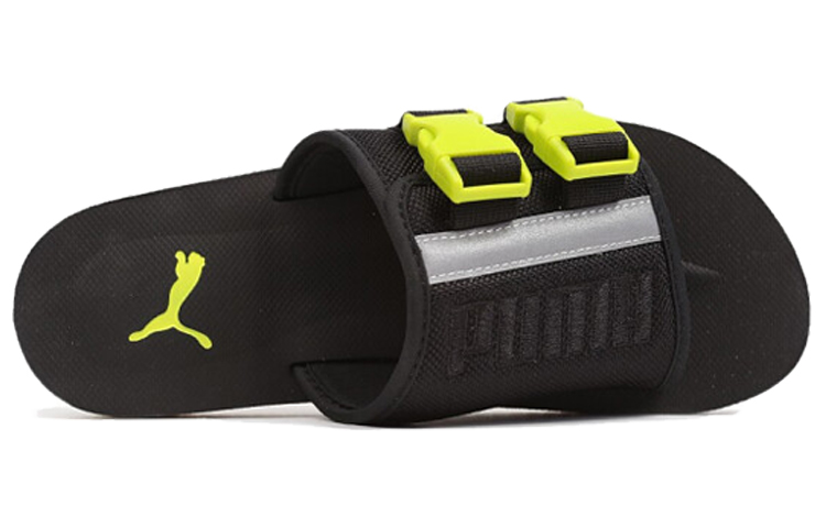 Shop Puma Wilo Lux Sandal Slide Hitam/Kuning 371176-02