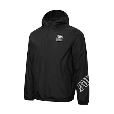Puma Windbreaker Printed Logo Lightweight Hoodie Jacket Black 848633-01
