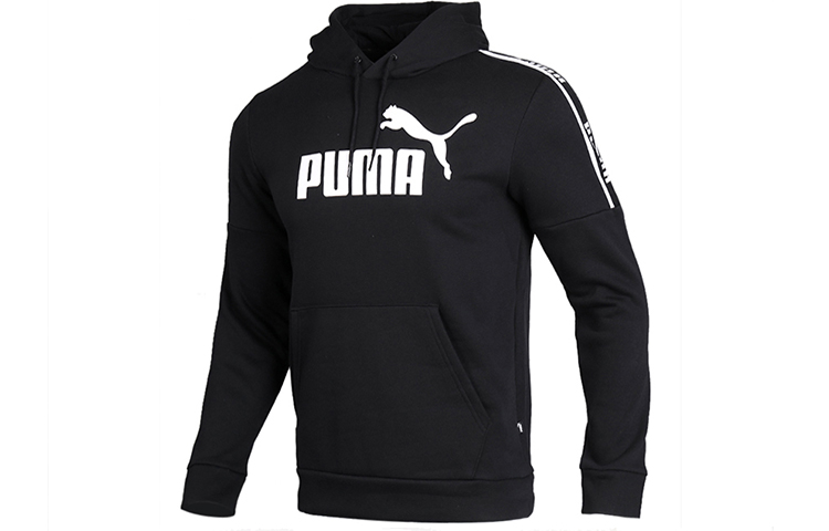 Puma Winter Fleece Knit Sweatshirt Black with Shoulder Taping Design 580430-01