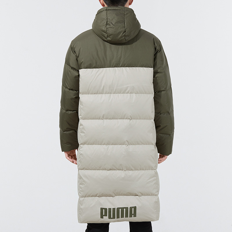 Purchase プーマ 冬用ミドル丈ロゴダウンジャケット グリーンカラー切替フード付き. 846321-44