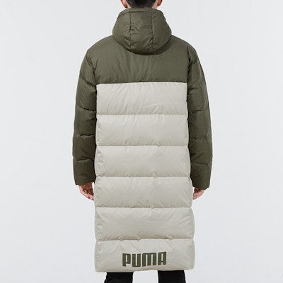 プーマ 冬用ミドル丈ロゴダウンジャケット グリーンカラー切替フード付き. 846321-44 Purchase プーマ 冬用ミドル丈ロゴダウンジャケット グリーンカラー切替フード付き. 846321-44
