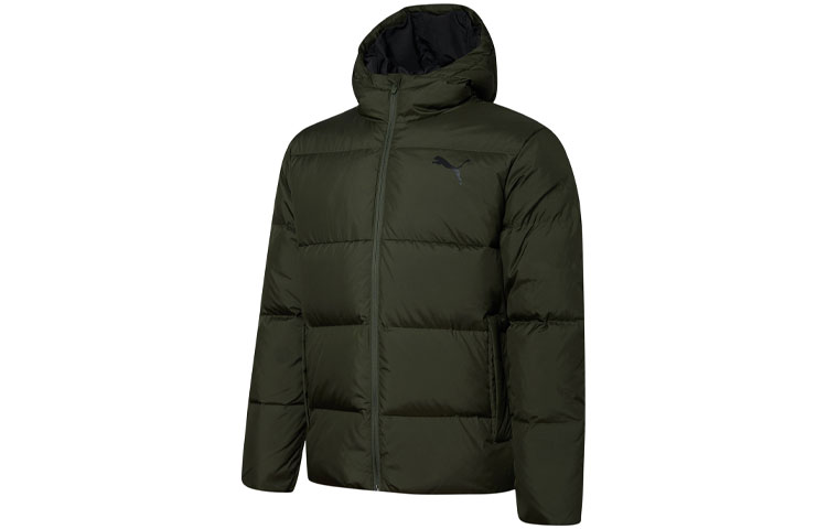Lookbook Chaqueta Acolchada con Capucha Puma Invierno Verde Oscuro. 586929-70