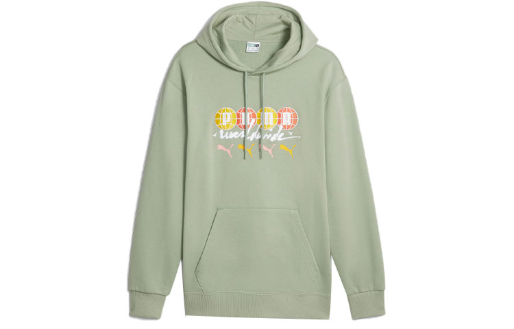 Puma Worldwide Green Letter Print Hoodie - Casual Sportswear 622646-54