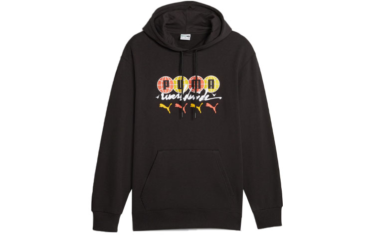 Puma Worldwide Hoodie Black - Letter Print Casual Sportswear 622646-01