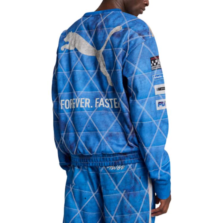 Purchase Puma x A$AP Rocky FW24 Unisex Blue Colorblock Logo Soft Stylish Sweatshirt 631125-01