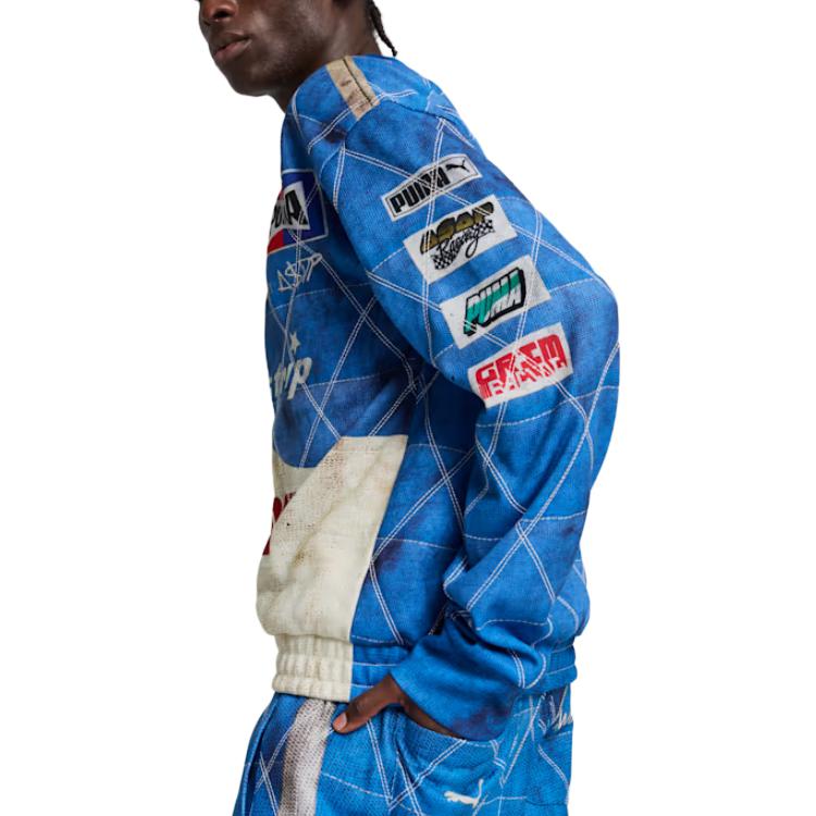 Details for Puma x A$AP Rocky FW24 Unisex Blue Colorblock Logo Soft Stylish Sweatshirt 631125-01