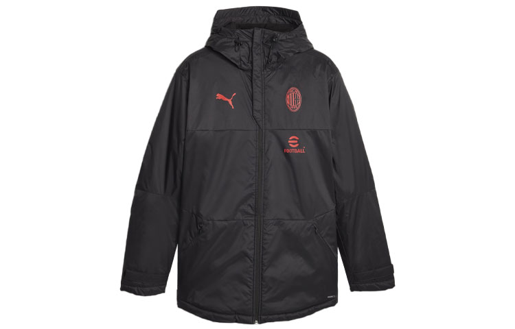 Puma AC Milan KOCHE Football Winter Jacket Black Hoodie Casual Wear 772278-04