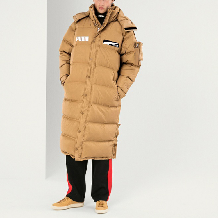 Shop Puma x ADER ERROR Khaki Reflective Long Down Puffer Coat Winter情侣款 576956-35
