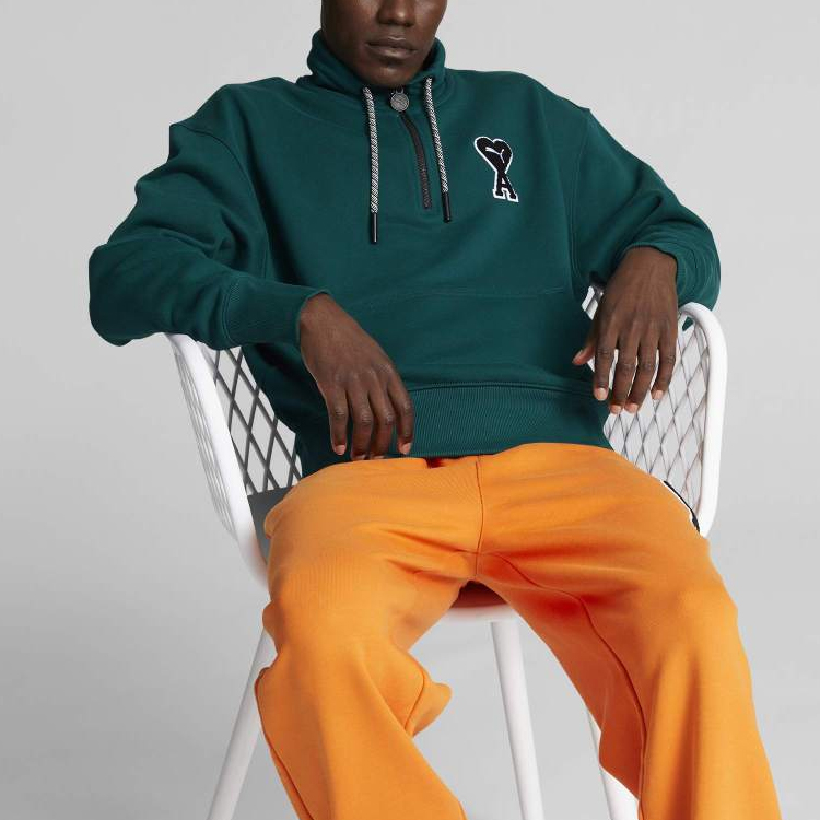 Puma AMI Collab Heart Logo Half-Zip Pullover Sweatshirt Moss Green Unisex 535993-24 圖 8