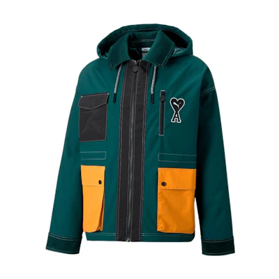 PUMA AMI Colorblock Logo Pocket Shirt Jacket Collegiate Green Unisex Outdoor Wear 535990-24