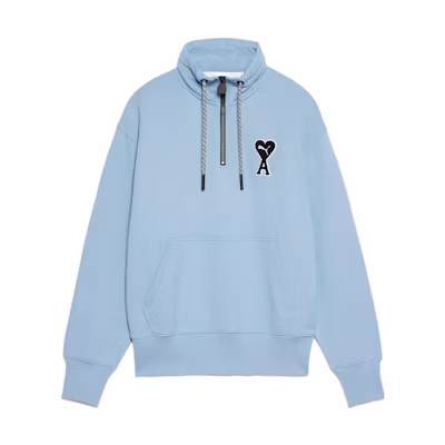 PUMA AMI Heart Logo Half-Zip Hoodie Unisex Smog Blue Collaboration. 535993-73