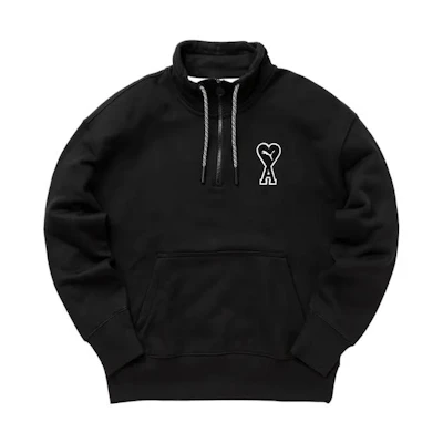 PUMA AMI Heart Print Half-Zip Hoodie Unisex Black. 535993-01