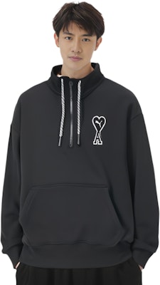 PUMA x AMI 愛心印花半拉鍊連帽衫 男女款 黑色 535993-01 Purchase PUMA x AMI 愛心印花半拉鍊連帽衫 男女款 黑色 535993-01