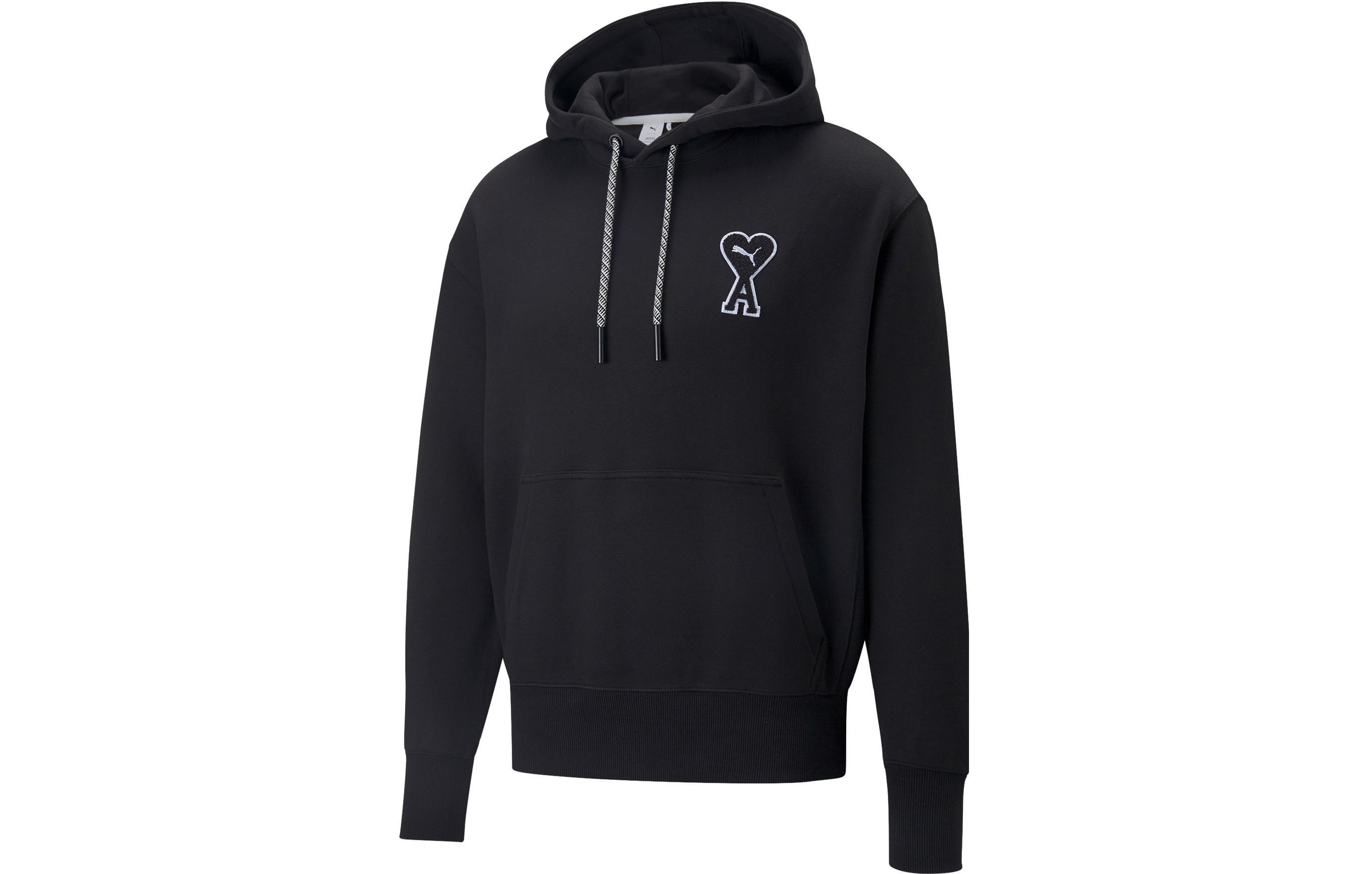 PUMA x AMI Hoodie Black Unisex with Heart Logo Collaboration. 536231-01