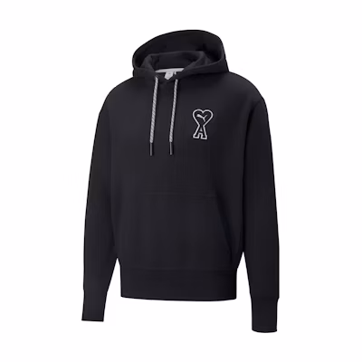 PUMA AMI Hoodie Black Unisex with Heart Logo Collaboration. 536231-01
