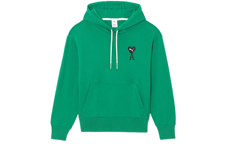 PUMA x AMI Paris Collab  Green Hoodie with Heart Logo - Fall Casualwear. 534069-96