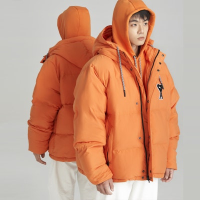 PUMA x AMI Paris 聯名暖心刺繡連帽羽絨外套 男女款 鮮橘色 535991-72 Details for PUMA x AMI Paris 聯名暖心刺繡連帽羽絨外套 男女款 鮮橘色 535991-72