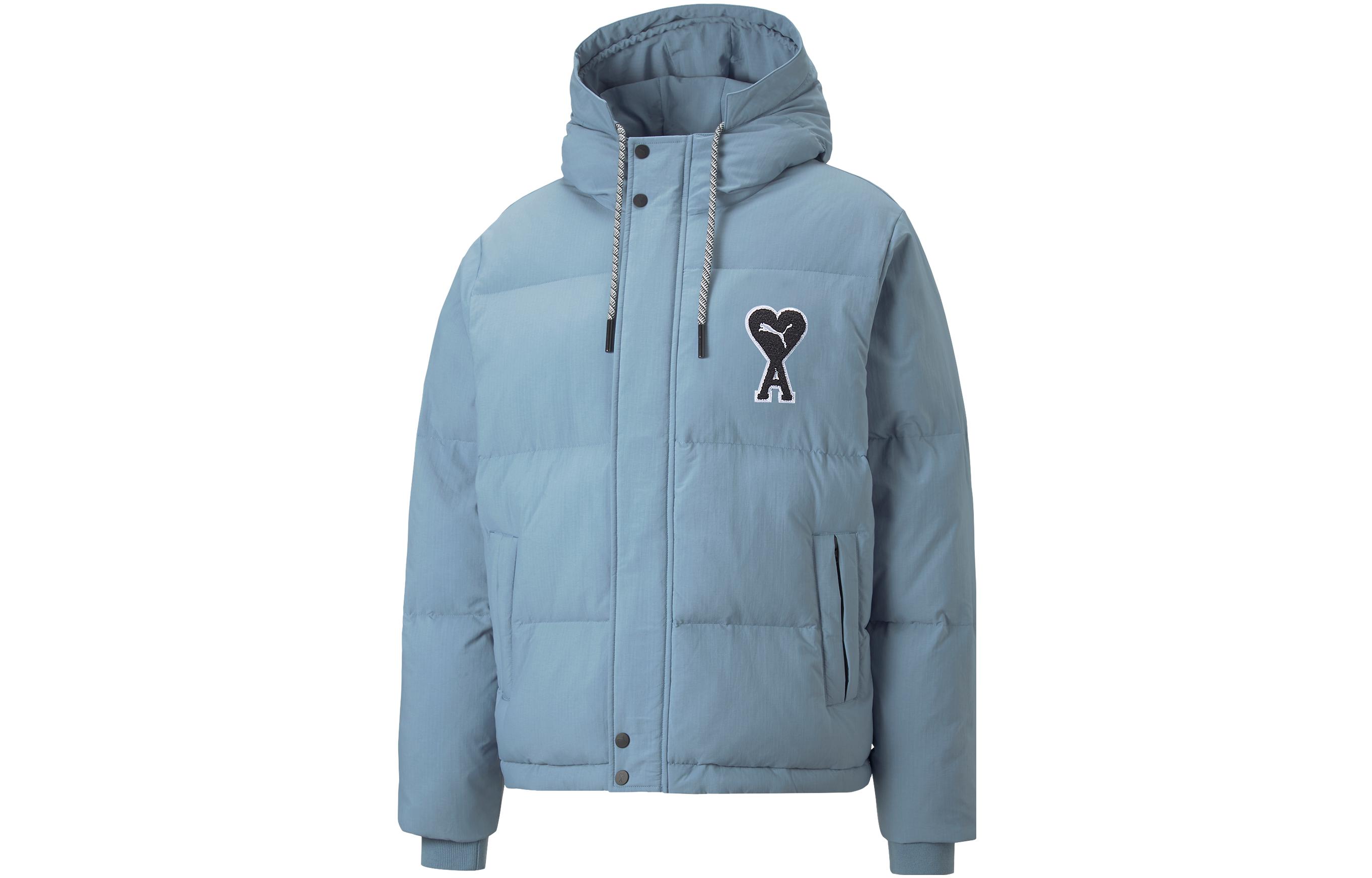 PUMA x AMI Paris Collaboration Heart Logo Zip Hoodie Jacket Unisex Light Blue 535991-73