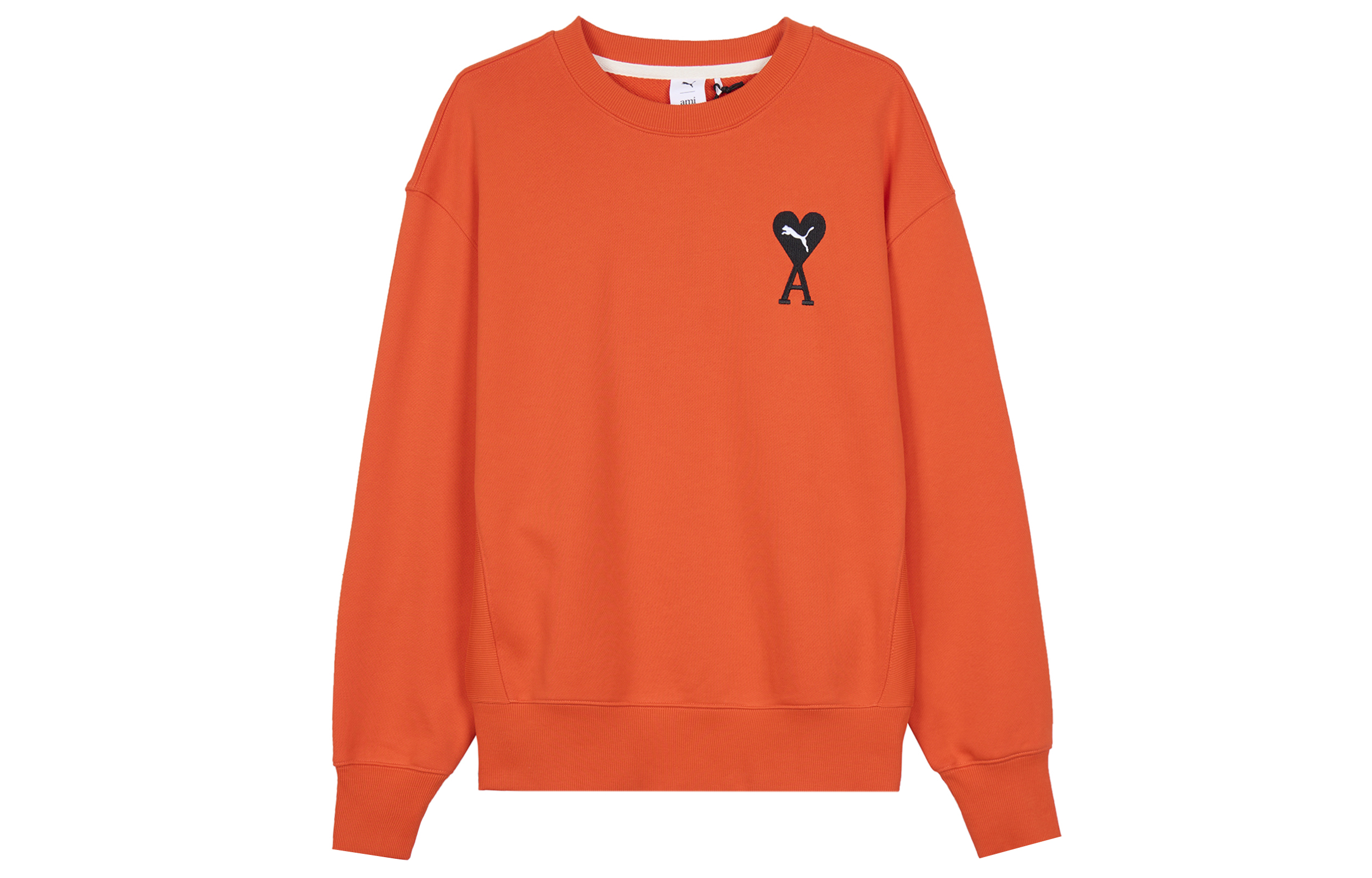 Puma x AMI Paris Crewneck Sweatshirt Orange with Heart Logo Collaboration 534111-95