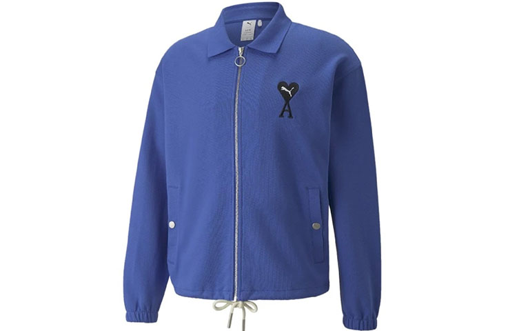 Puma AMI Paris Heart Logo Knit Zip-Up Collared Jacket Blue 534066-93