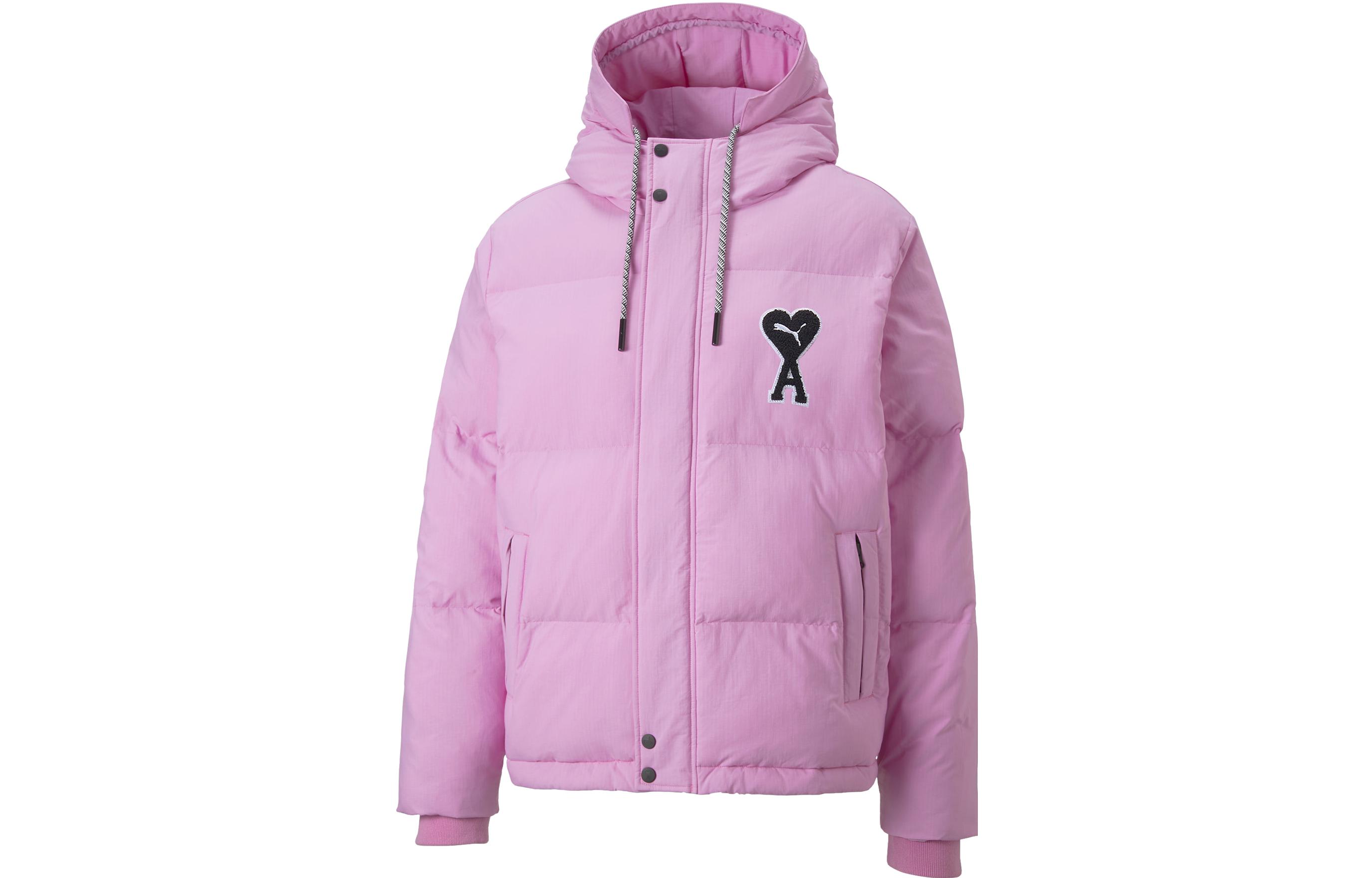 PUMA x AMI Paris Heart Logo Zip Hoodie Puffer Jacket Unisex Light Purple. 535991-88