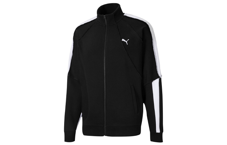 Puma ATTEMPT Embroidered Logo Retro Sports Knit Jacket - Black 598258-01