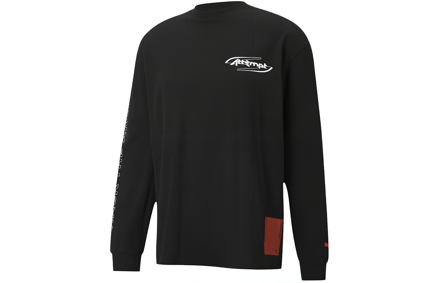 Puma ATTEMPT Logo Print Crewneck Sweatshirt Black Men 598274-01