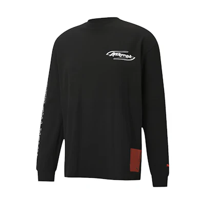 Puma ATTEMPT Logo Print Crewneck Sweatshirt Black Men 598274-01