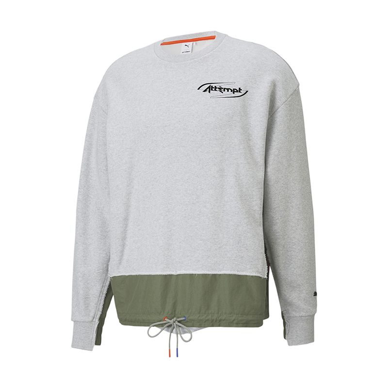 Puma x ATTEMPT Patchwork Crewneck Sweatshirt Light Heather Gray Casual 598273-04
