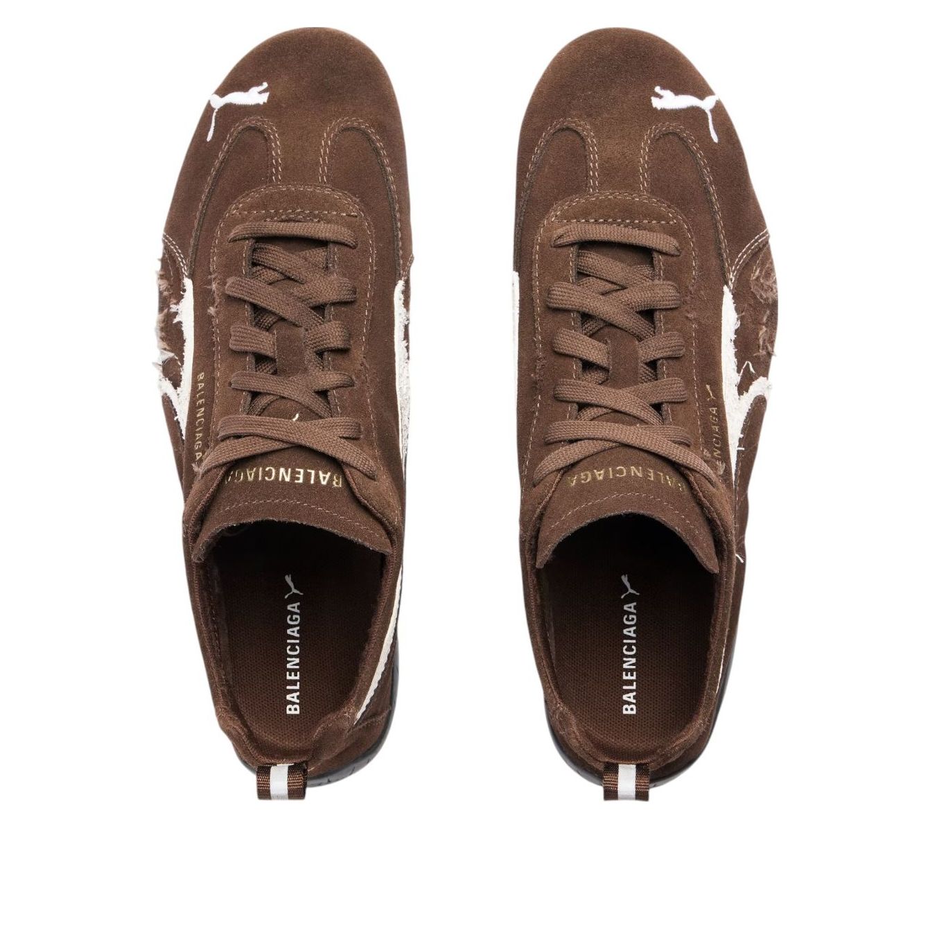 Shop Puma x Balenciaga 麂皮鞋 '棕白配色' 847146-WSDSD-2910