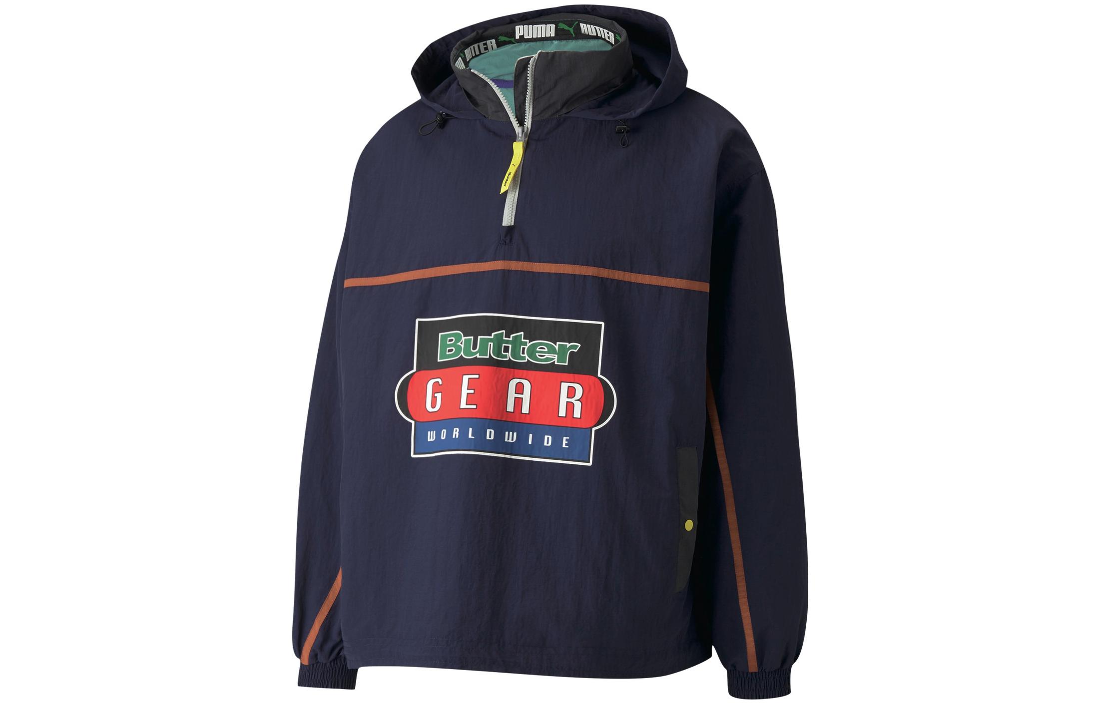 Puma Butter Goods Logo Print Half-Zip Woven Jacket Blue Collaboration 534055-84