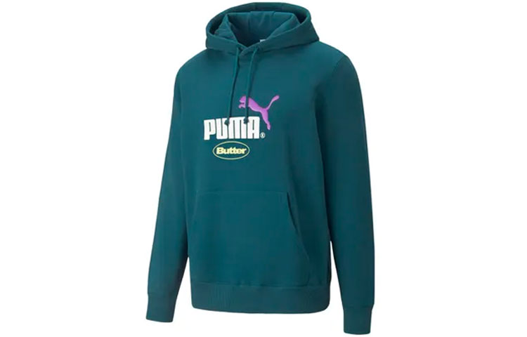 Puma Butter Goods Logo Print Oversized Hoodie Unisex Green 532438-40