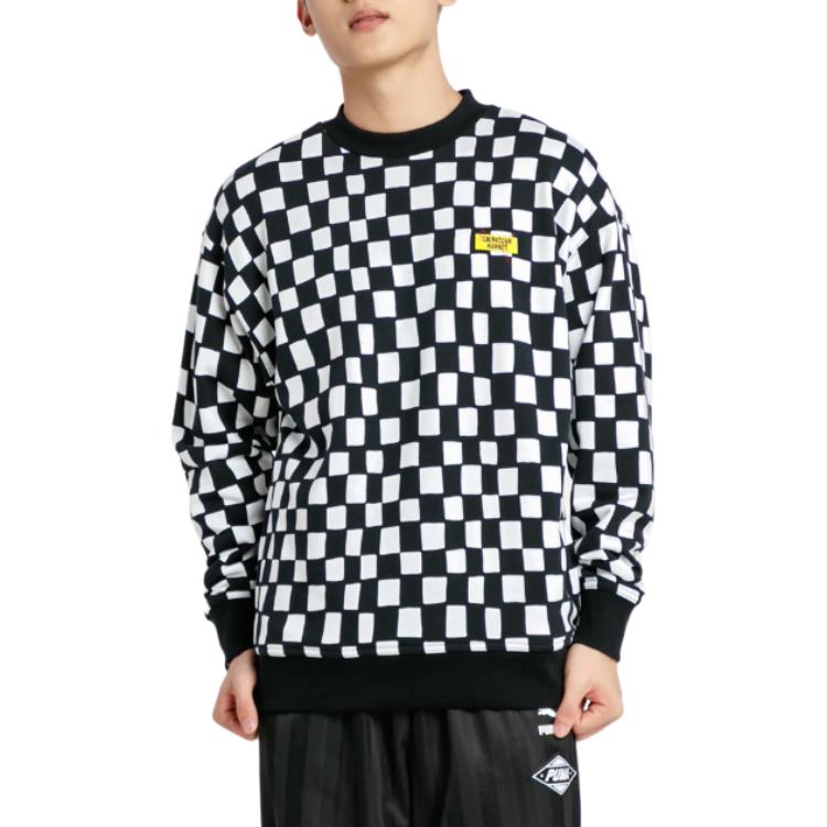 Puma CTM Black Plaid Crewneck Long-Sleeve Sweatshirt 595632-01
