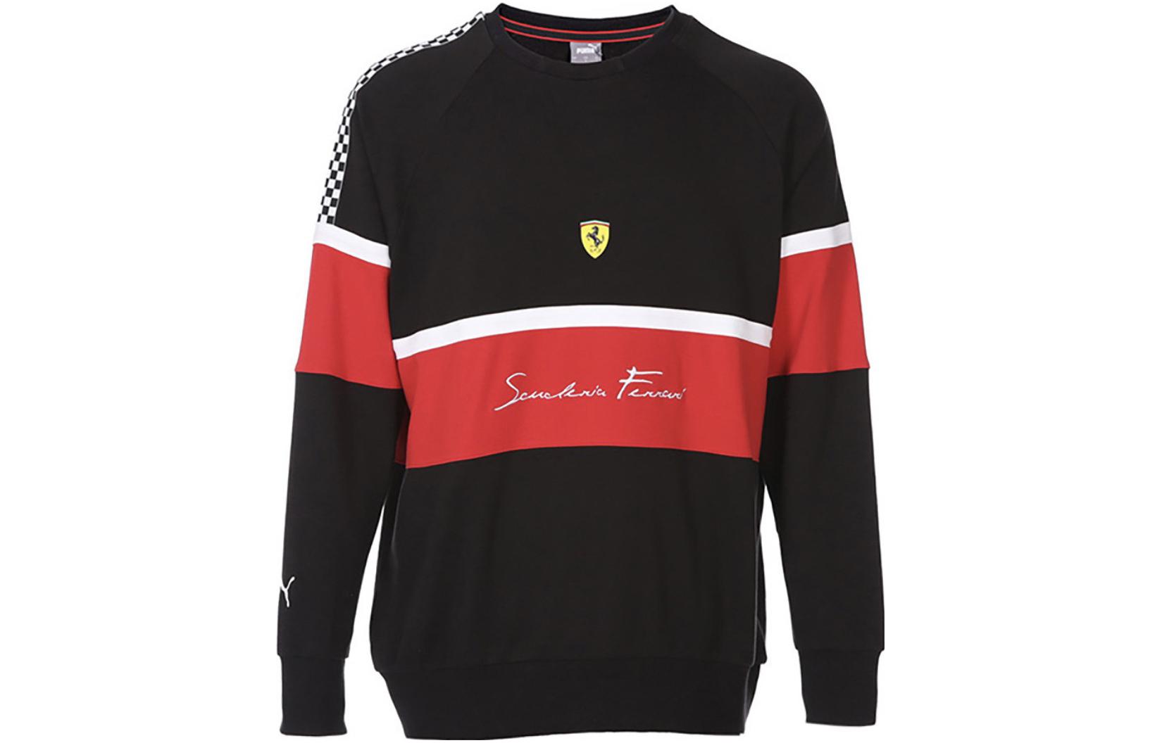Puma Ferrari Black & Red Logo Pullover Sweatshirt Collaboration 599816-01