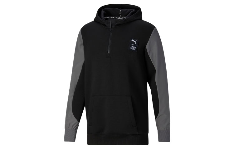 Puma FIRST MILE Colorblock Pullover Hoodie Black 523444-44