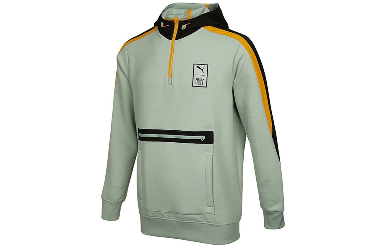 Puma FIRST MILE Green Half-Zip Training Hoodie with Pockets 532339-79