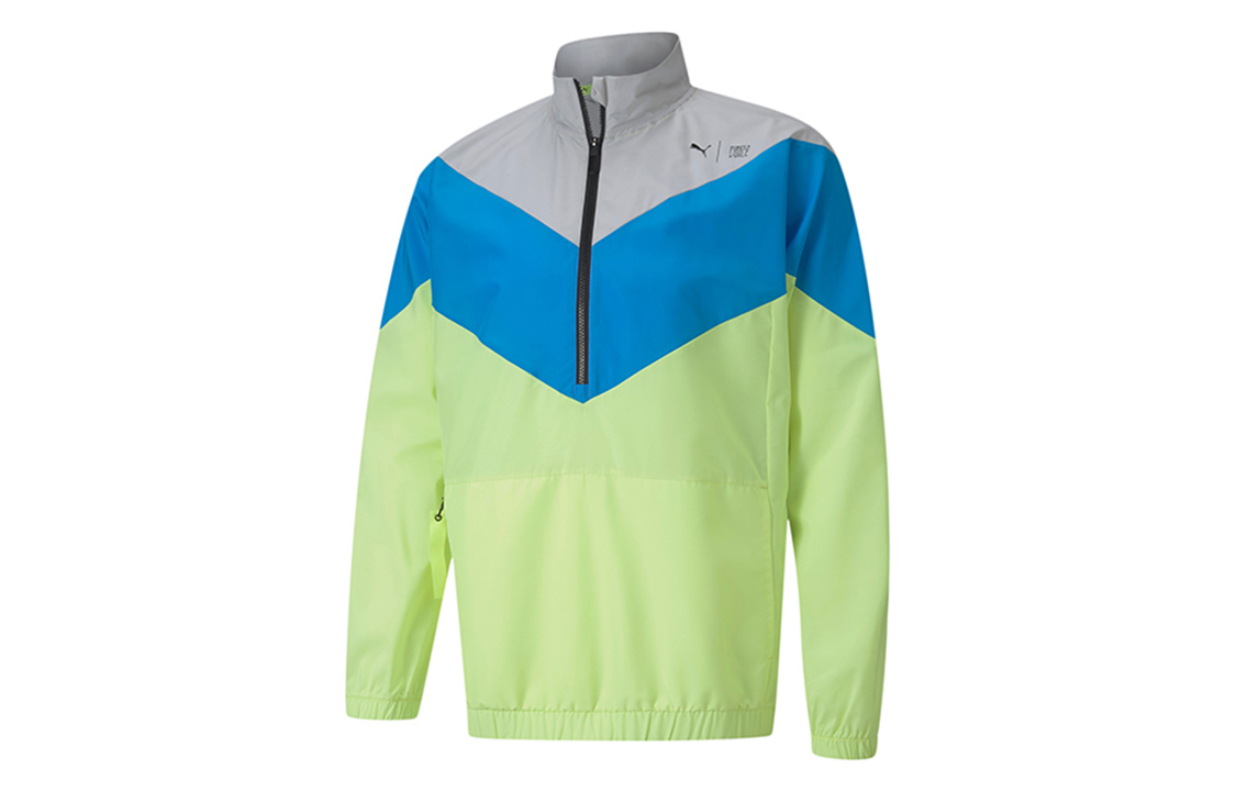 Puma First Mile Xtreme Colorblock Windbreaker Hoodie Men Grey/Blue/Yellow 519455-03