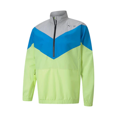 Puma First Mile Xtreme Colorblock Windbreaker Hoodie Men Grey/Blue/Yellow 519455-03